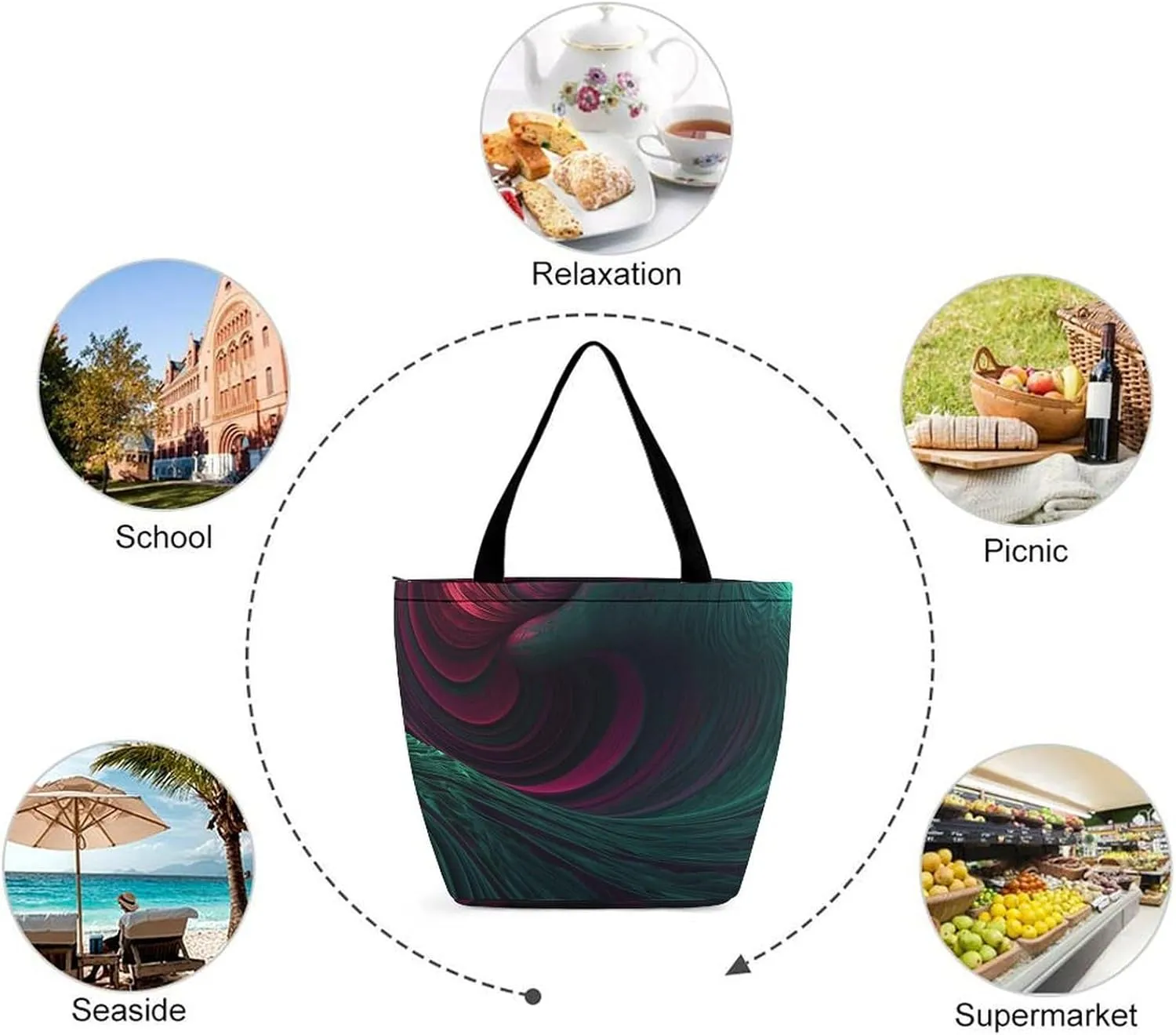 Tote Bag for Women Grocery Bag Exotic Patterns Foldable Shopping Bags Reusable Large Tote Bag