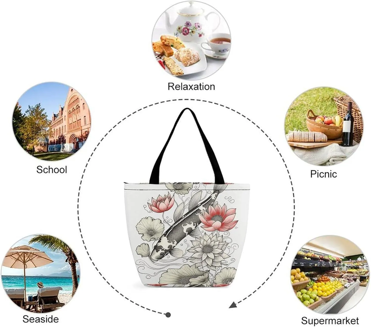 Tote Bag for Women Grocery Bag Exotic Patterns Foldable Shopping Bags Reusable Large Tote Bag