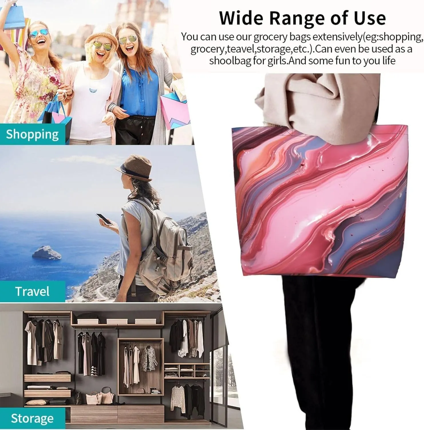 Tote Bag for Women Grocery Bag Reusable Shopping Bag Animal Lion in Suits Handbag Foldable Shoulder Bag