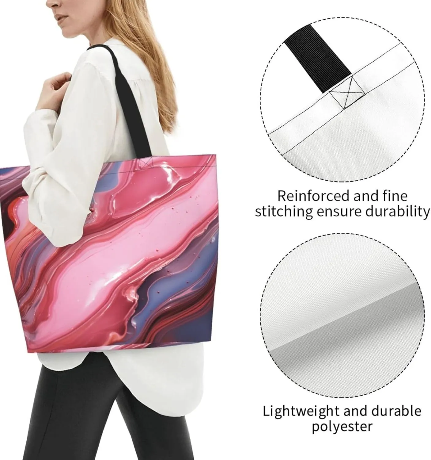Tote Bag for Women Grocery Bag Reusable Shopping Bag Animal Lion in Suits Handbag Foldable Shoulder Bag