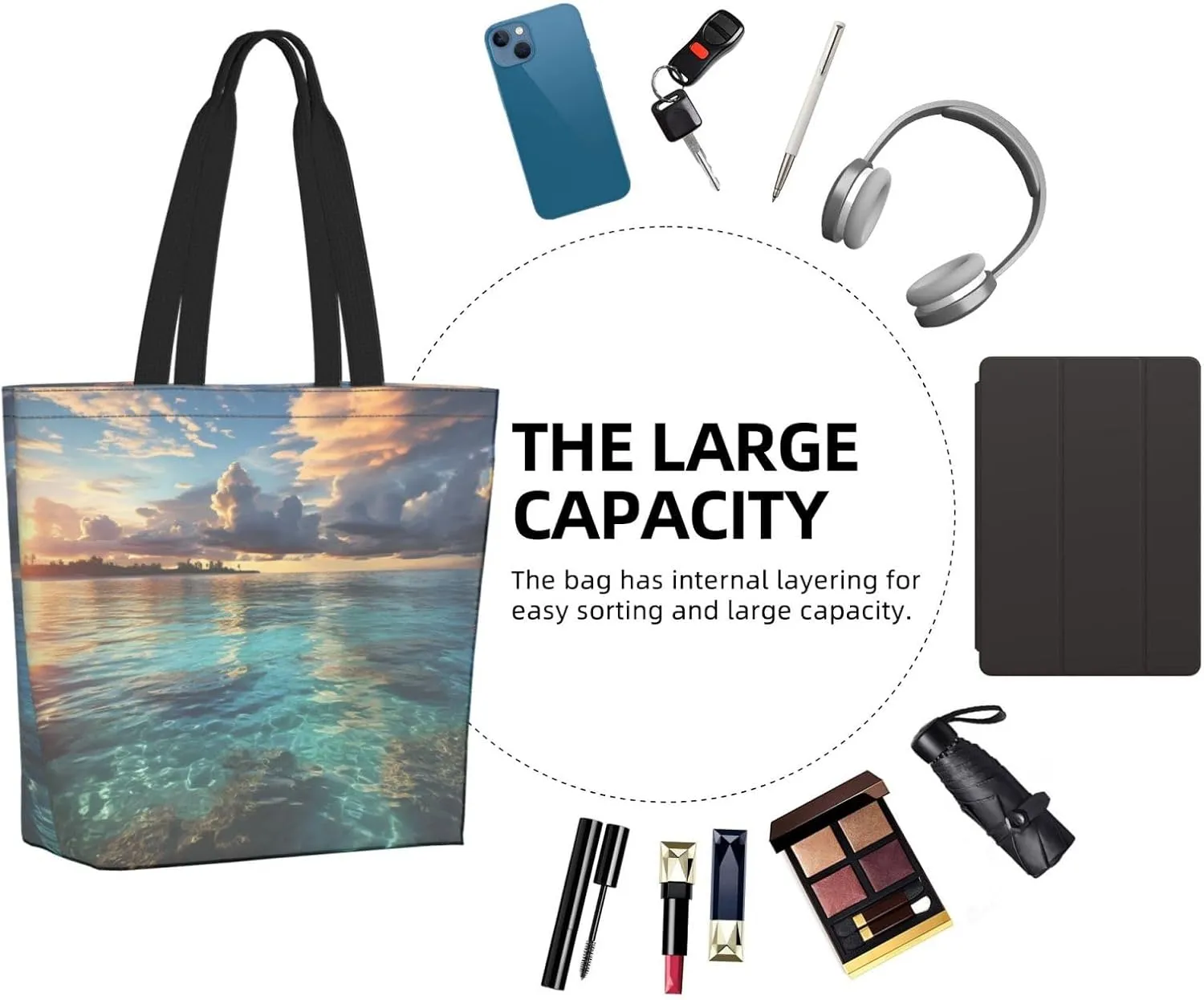 Tote Bag for Women Grocery Bag Reusable Shopping Bag Bird resting on branch Handbag Foldable Shoulder Bag