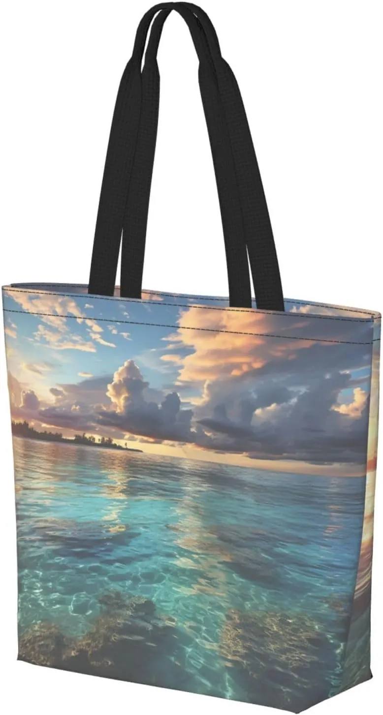 Tote Bag for Women Grocery Bag Reusable Shopping Bag Bird resting on branch Handbag Foldable Shoulder Bag