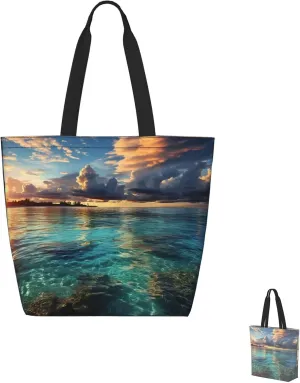 Tote Bag for Women Grocery Bag Reusable Shopping Bag Bird resting on branch Handbag Foldable Shoulder Bag
