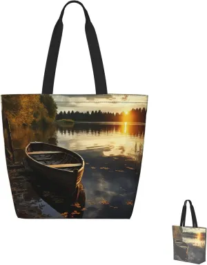 Tote Bag for Women Grocery Bag Reusable Shopping Bag Burning Soccer Ball Handbag Foldable Shoulder Bag