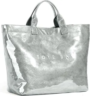 Tote Bag for Women Large Letters Print Handbags Kraft Paper Tote Bag Hobo Bags Clear Plastic PVCTote Bag for Work