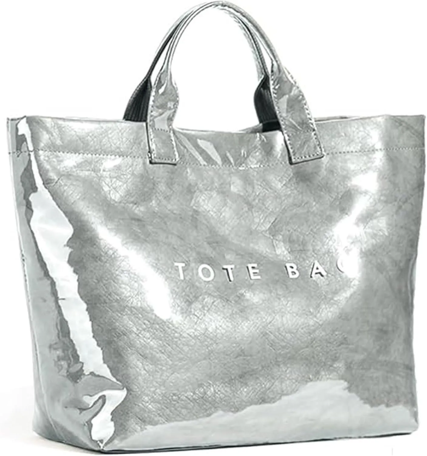 Tote Bag for Women Large Letters Print Handbags Kraft Paper Tote Bag Hobo Bags Clear Plastic PVCTote Bag for Work