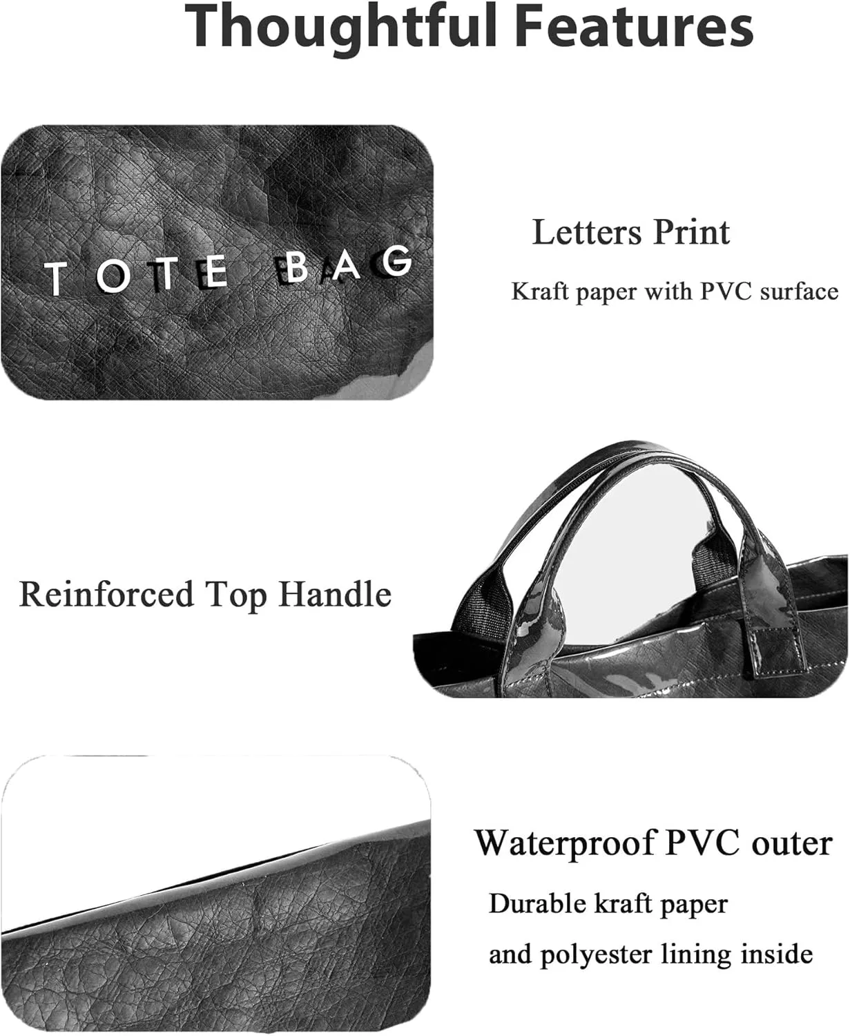 Tote Bag for Women Large PVC Tote Bag Plastic Handbag Letters Print Handbag Clear Hobo Bag