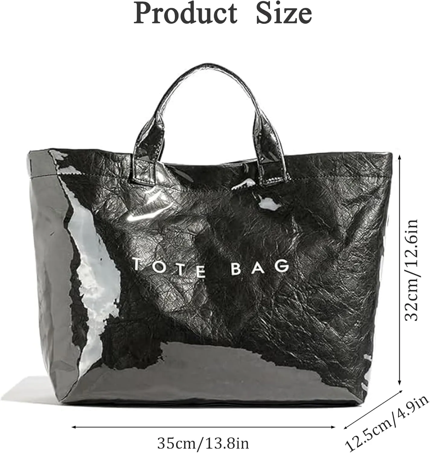 Tote Bag for Women Large PVC Tote Bag Plastic Handbag Letters Print Handbag Clear Hobo Bag