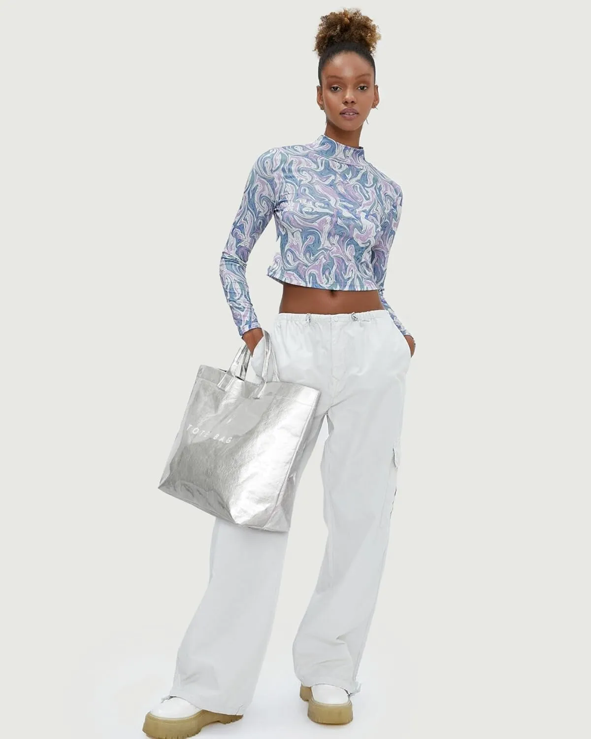 Tote Bag for Women Large PVC Tote Bag Plastic Handbag Letters Print Handbag Clear Hobo Bag