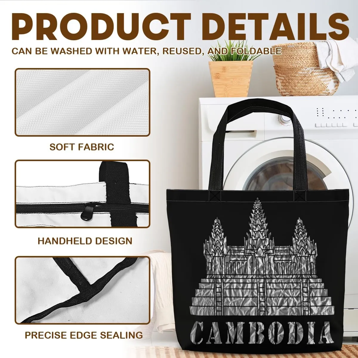 Tote Bag for Women Men Large Reusable Beach Shoulder Bags With Zipper for Gym Shopping Travel Gifts Yoga