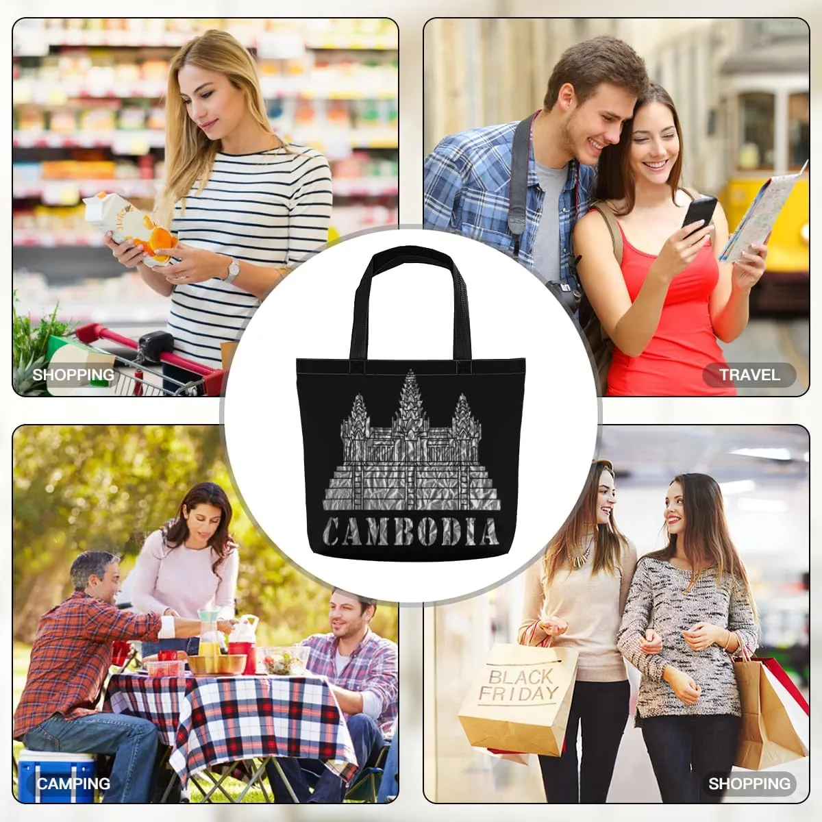 Tote Bag for Women Men Large Reusable Beach Shoulder Bags With Zipper for Gym Shopping Travel Gifts Yoga