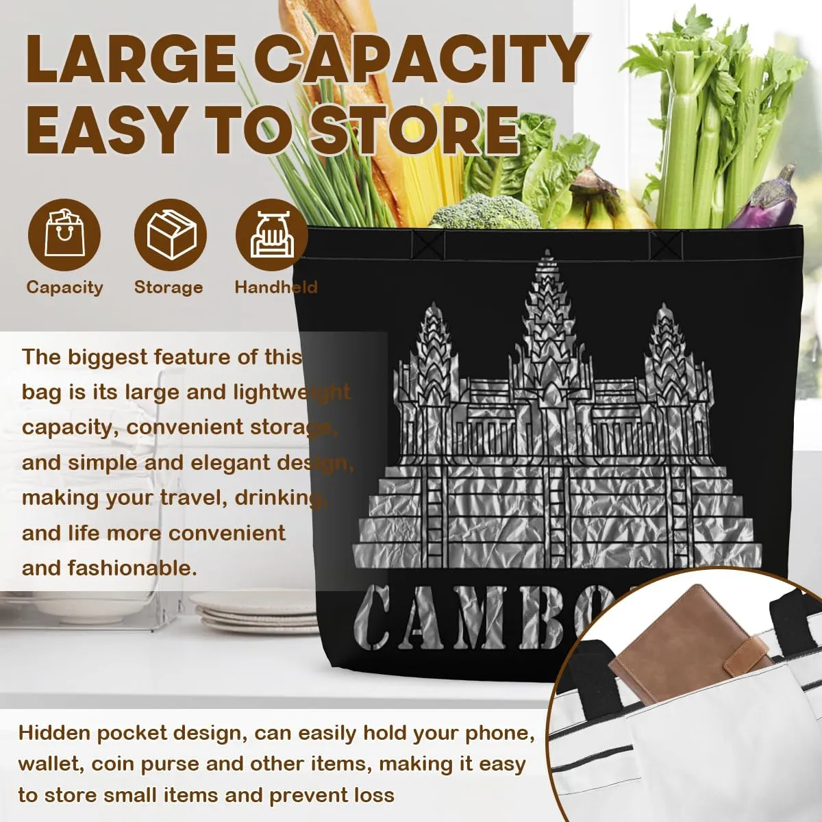 Tote Bag for Women Men Large Reusable Beach Shoulder Bags With Zipper for Gym Shopping Travel Gifts Yoga