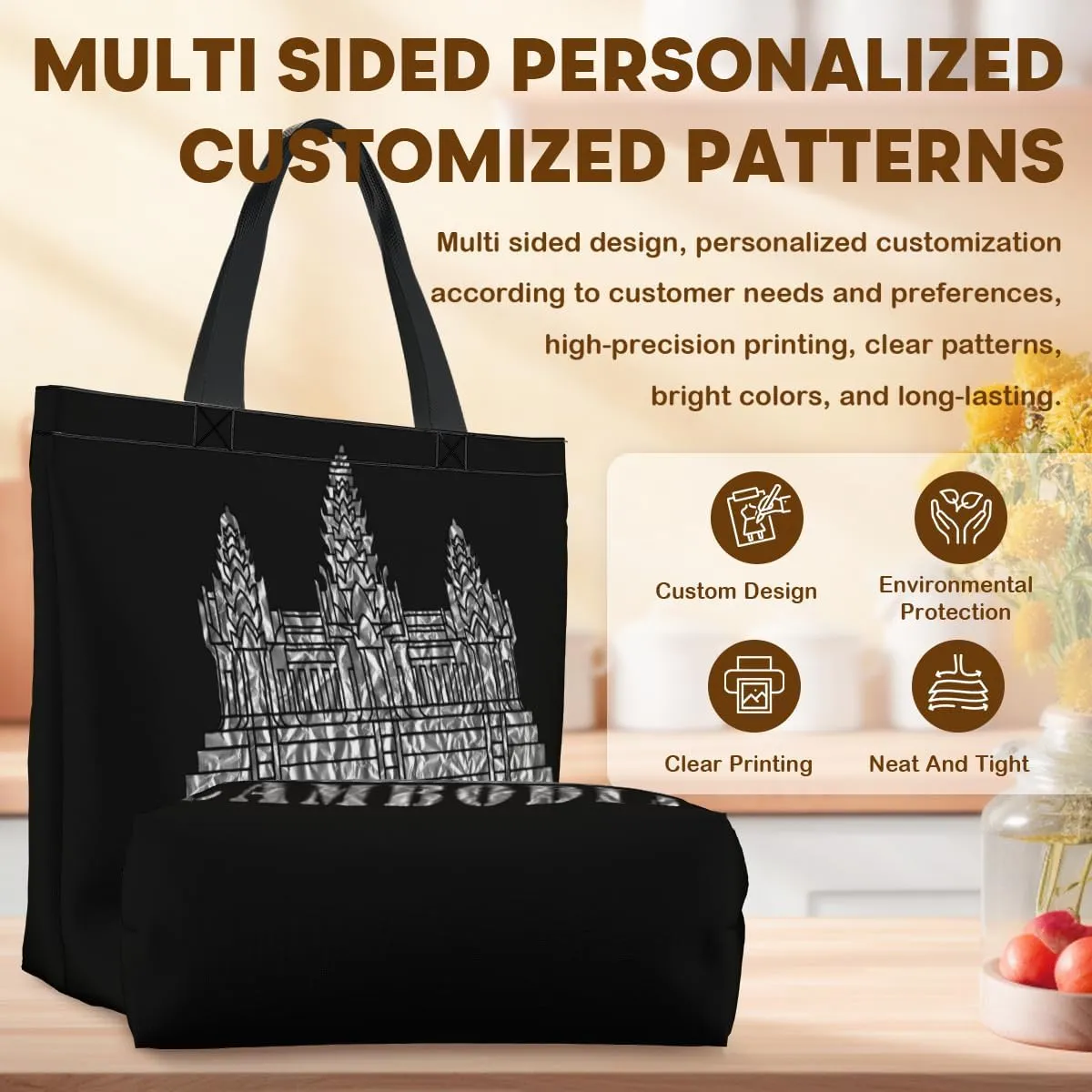 Tote Bag for Women Men Large Reusable Beach Shoulder Bags With Zipper for Gym Shopping Travel Gifts Yoga