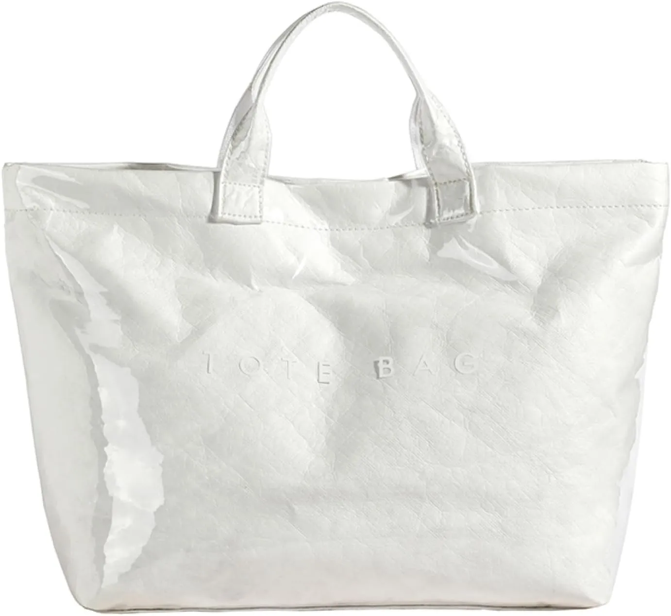 Tote Bag for Women - PVC Letter Handbag, Large Kraft Paper Top Handle Hobo Bag