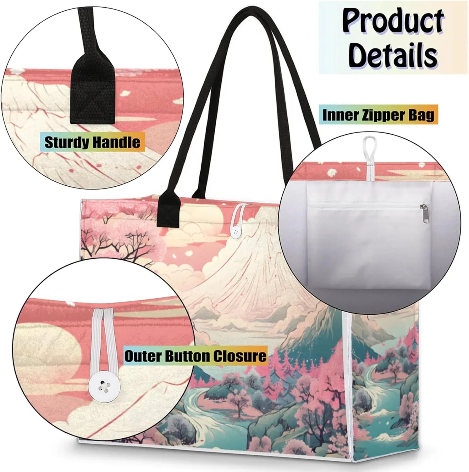 Tote Bag for Women Reusable Canvas Shoulder Bag