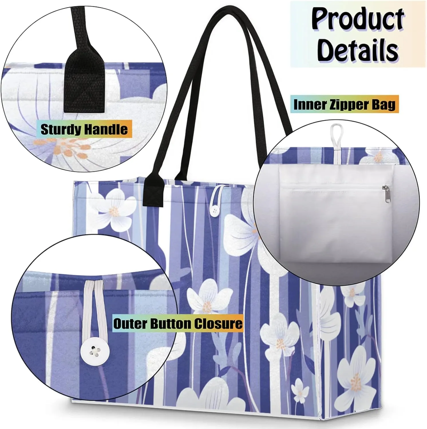 Tote Bag for Women Reusable Canvas Shoulder Bag