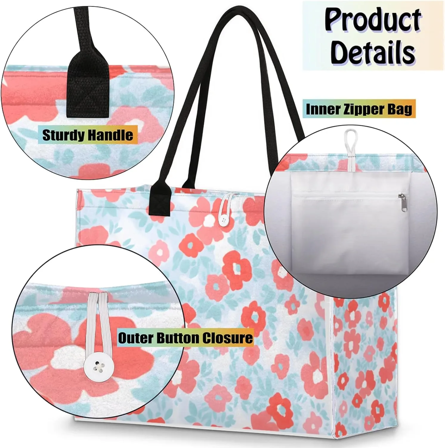 Tote Bag for Women Reusable Canvas Shoulder Bag