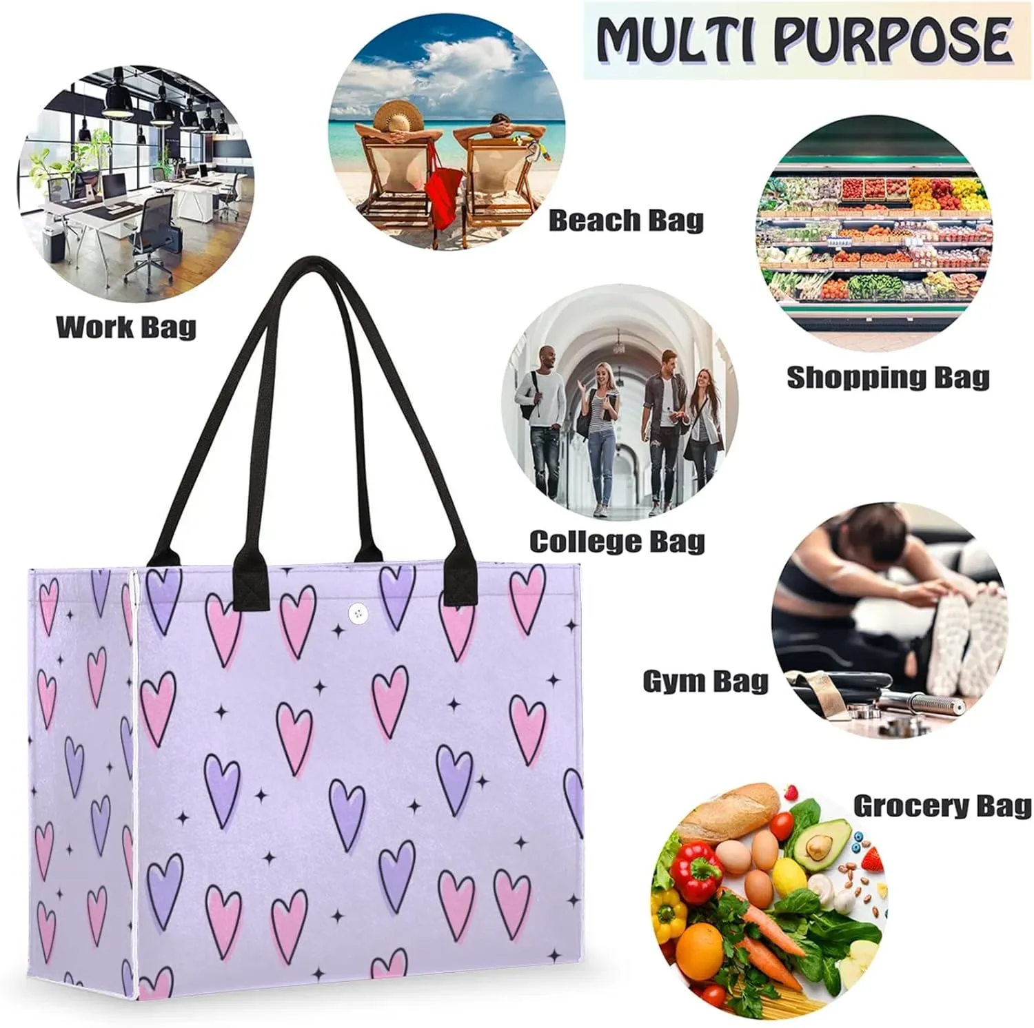 Tote Bag for Women Reusable Canvas Shoulder Bag