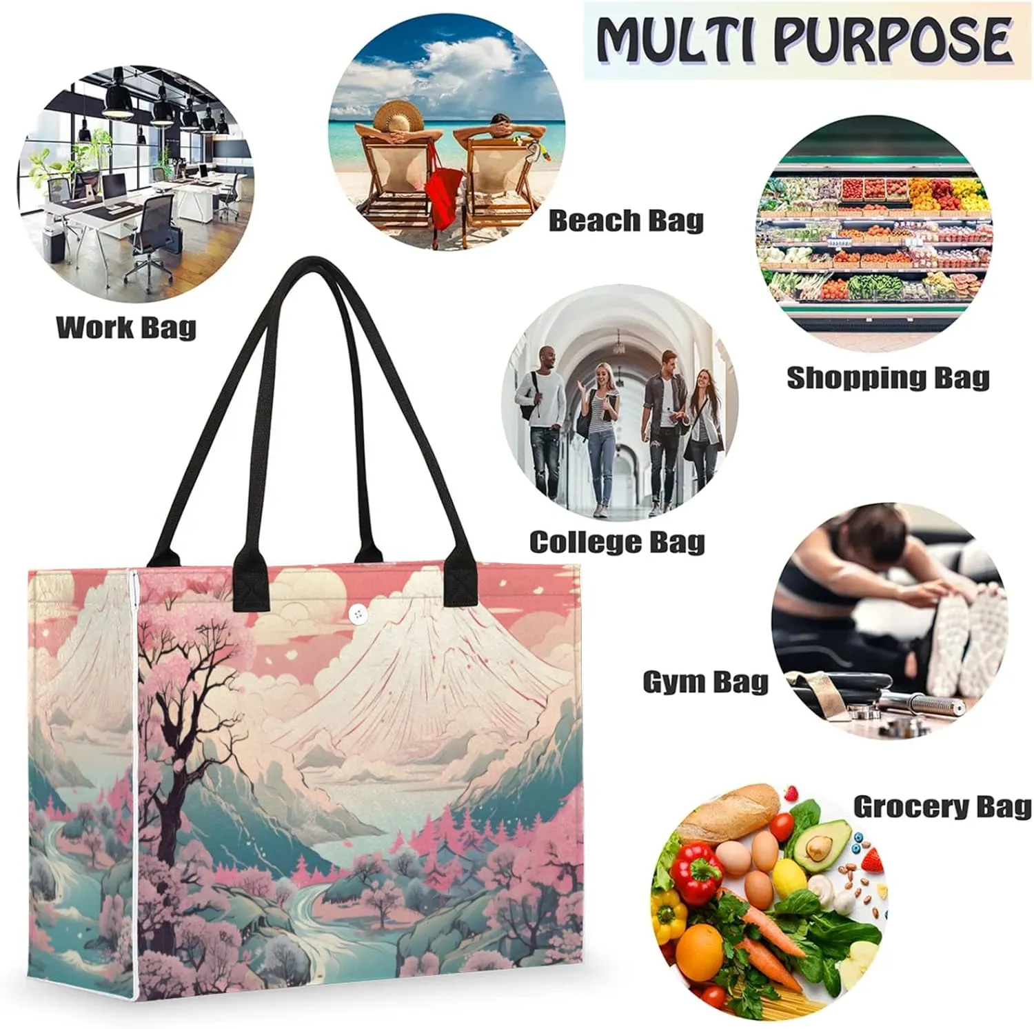 Tote Bag for Women Reusable Canvas Shoulder Bag