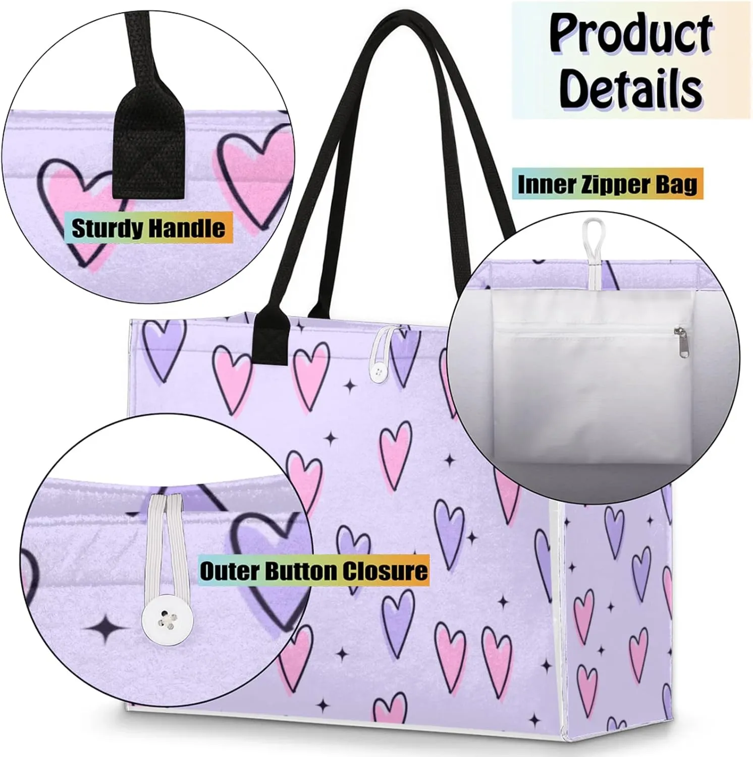 Tote Bag for Women Reusable Canvas Shoulder Bag