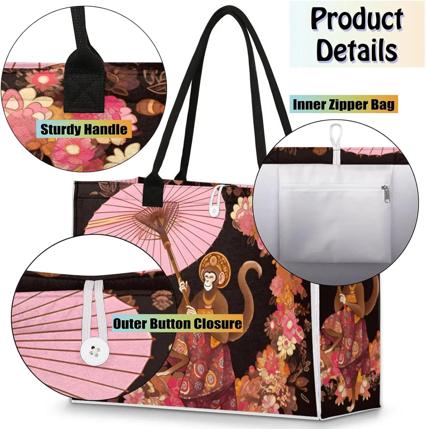 Tote Bag for Women Reusable Canvas Shoulder Bag