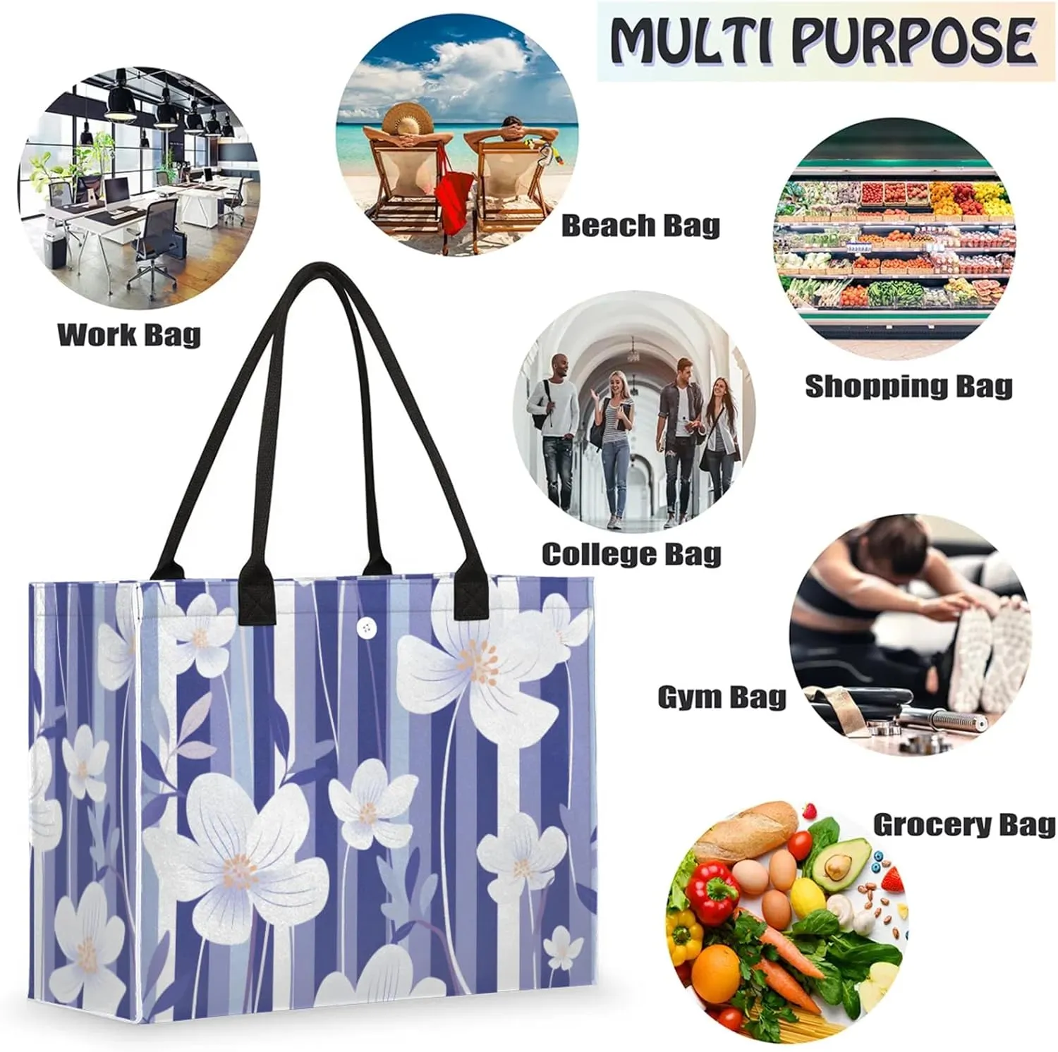 Tote Bag for Women Reusable Canvas Shoulder Bag