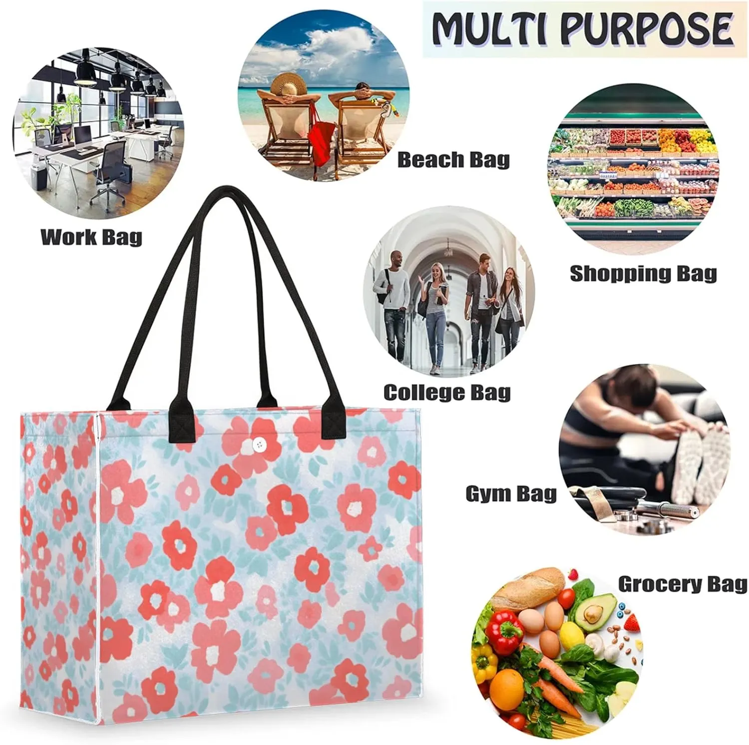 Tote Bag for Women Reusable Canvas Shoulder Bag