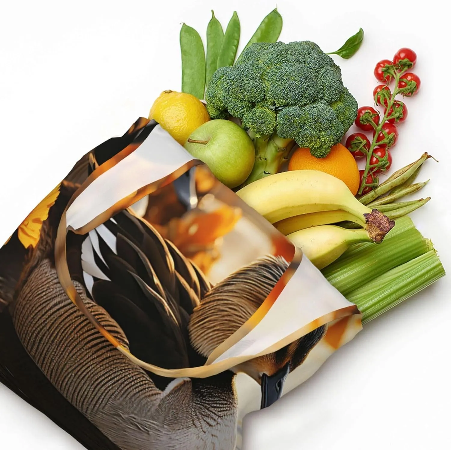 Tote Bag for Women Reusable Grocery Bag Canvas Shopping Bag Elephant white pattern Handbag Foldable Shoulder Bag