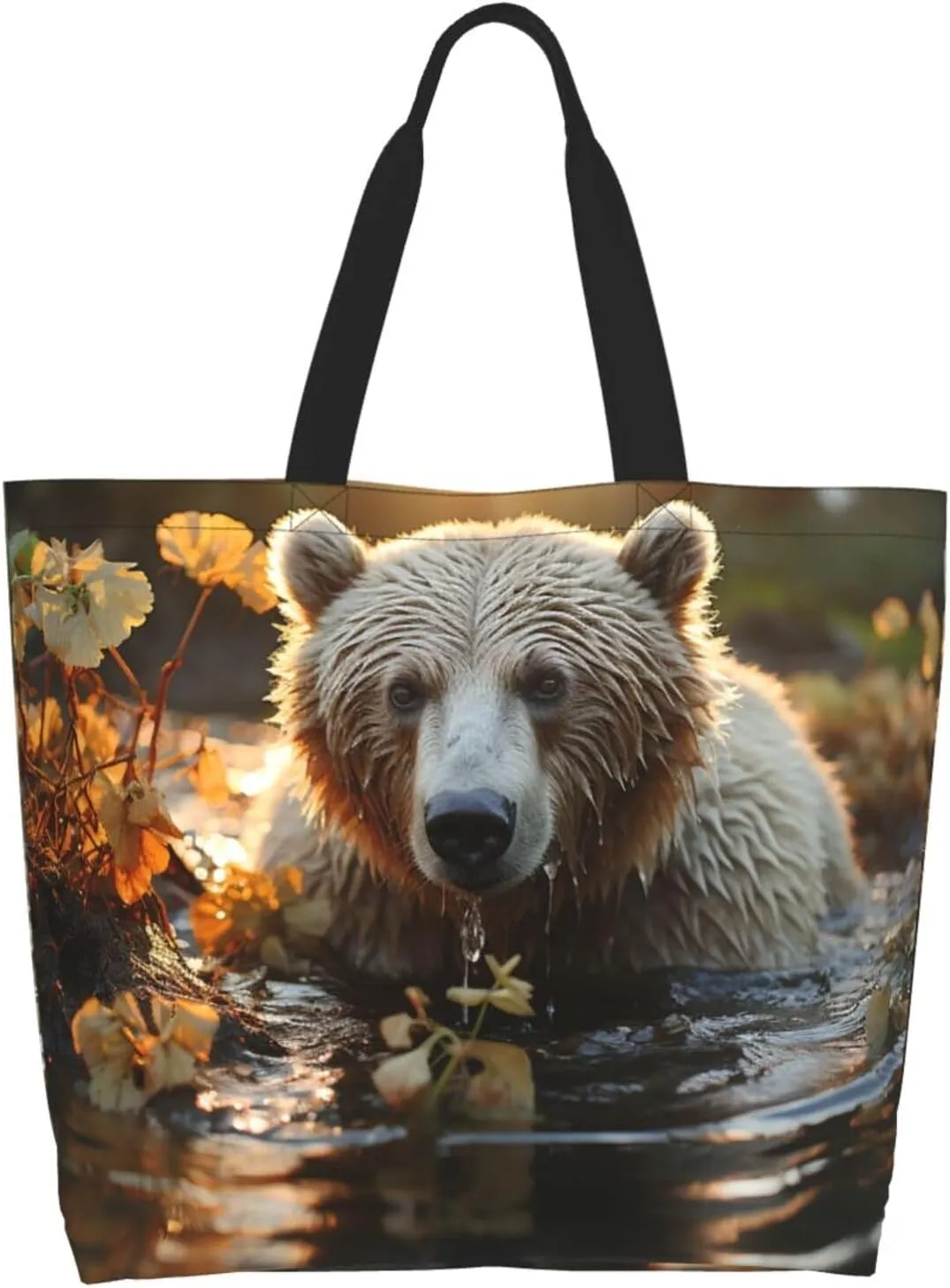 Tote Bag for Women Reusable Grocery Bag Shopping Bag Big Eyed Dog Tote Bags Handbag Foldable Shoulder Bag