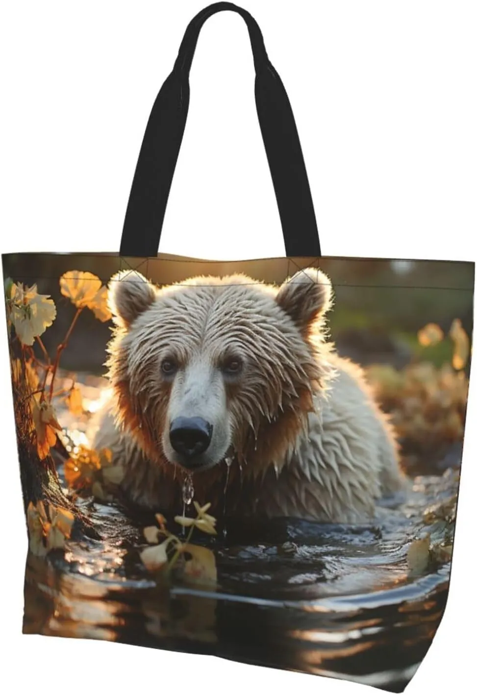 Tote Bag for Women Reusable Grocery Bag Shopping Bag Big Eyed Dog Tote Bags Handbag Foldable Shoulder Bag