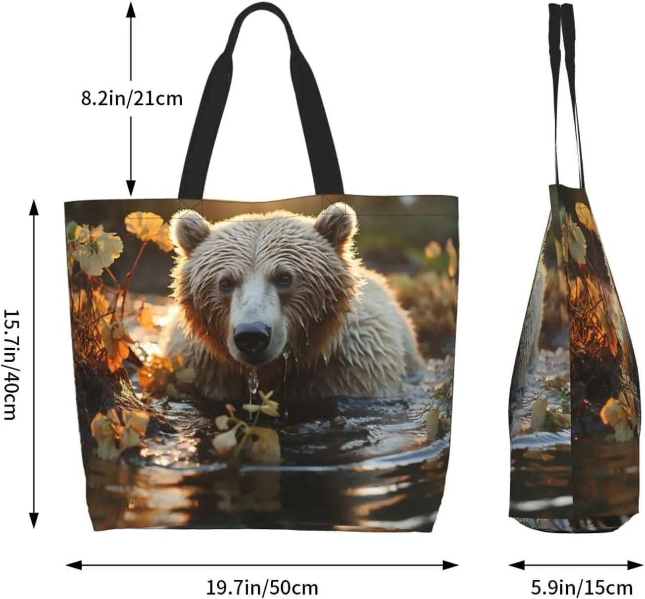 Tote Bag for Women Reusable Grocery Bag Shopping Bag Big Eyed Dog Tote Bags Handbag Foldable Shoulder Bag