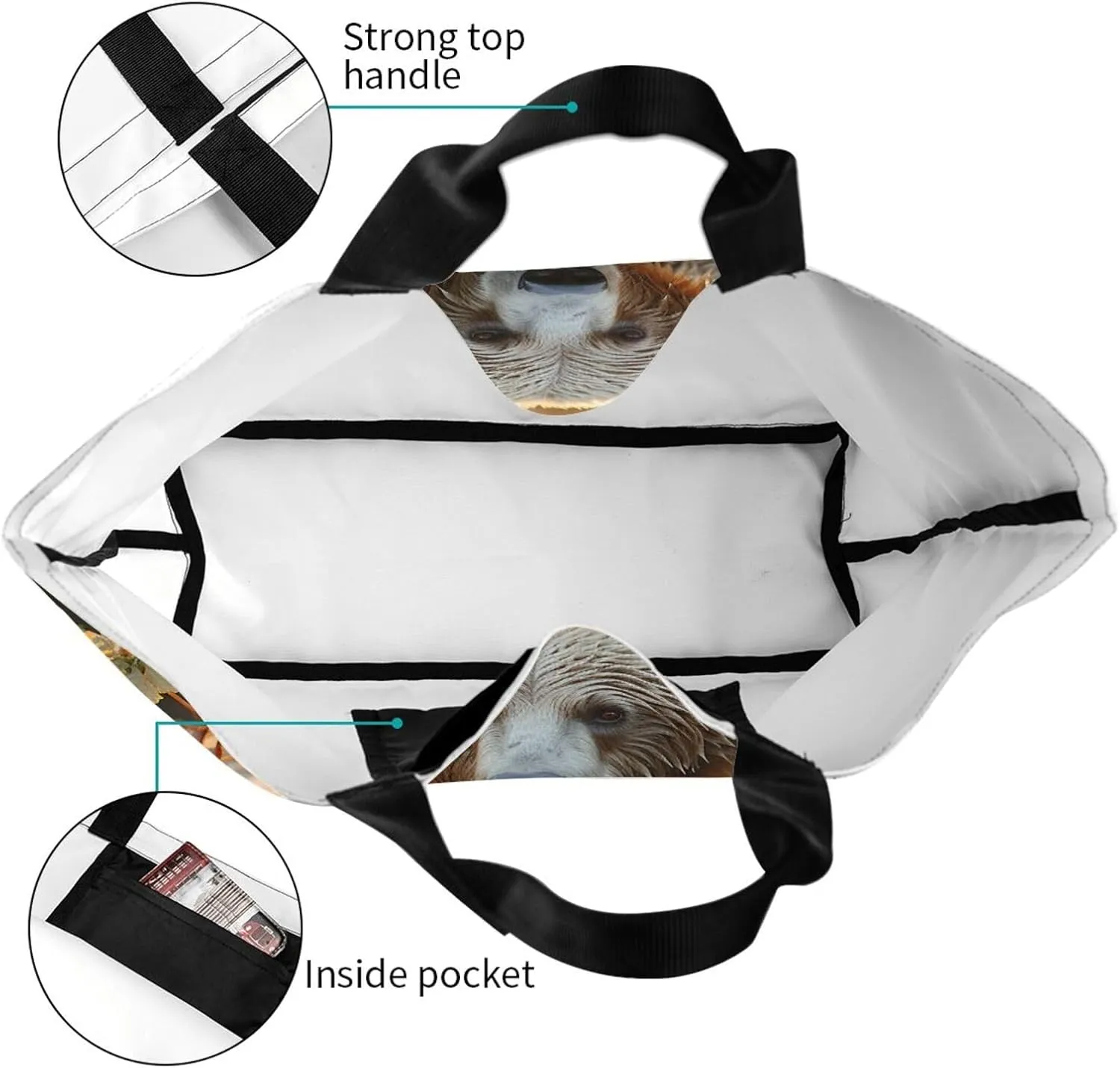 Tote Bag for Women Reusable Grocery Bag Shopping Bag Big Eyed Dog Tote Bags Handbag Foldable Shoulder Bag