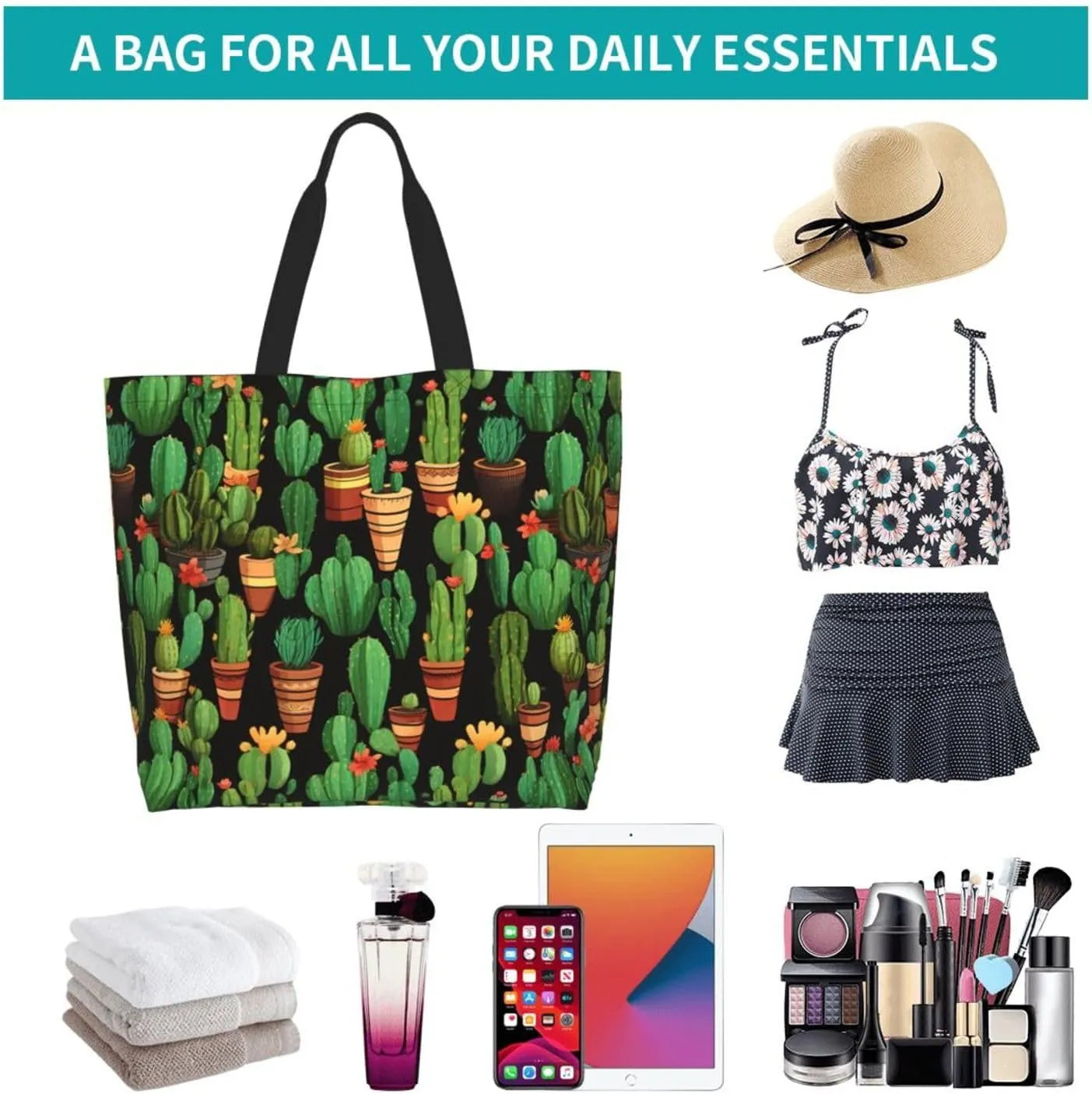 Tote Bag for Women Reusable Grocery Bag Shopping Bag Cats and Dogs Tote Bags Handbag Foldable Shoulder Bag