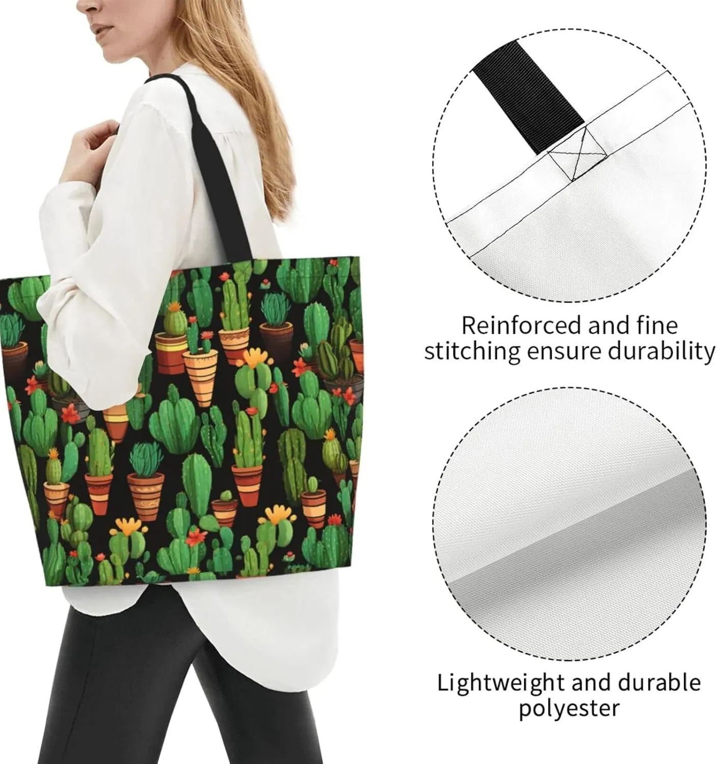 Tote Bag for Women Reusable Grocery Bag Shopping Bag Cats and Dogs Tote Bags Handbag Foldable Shoulder Bag
