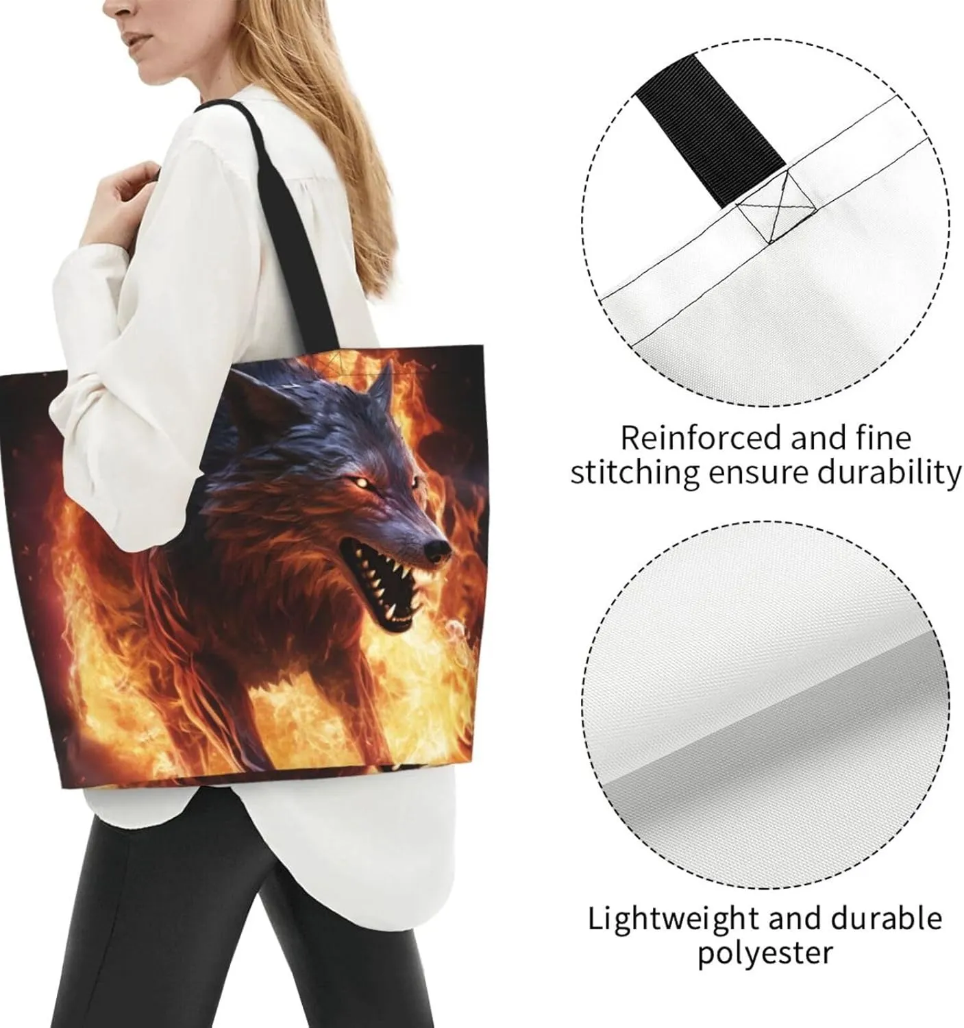 Tote Bag for Women Reusable Grocery Bag Shopping Bag Cats and Dogs Tote Bags Handbag Foldable Shoulder Bag