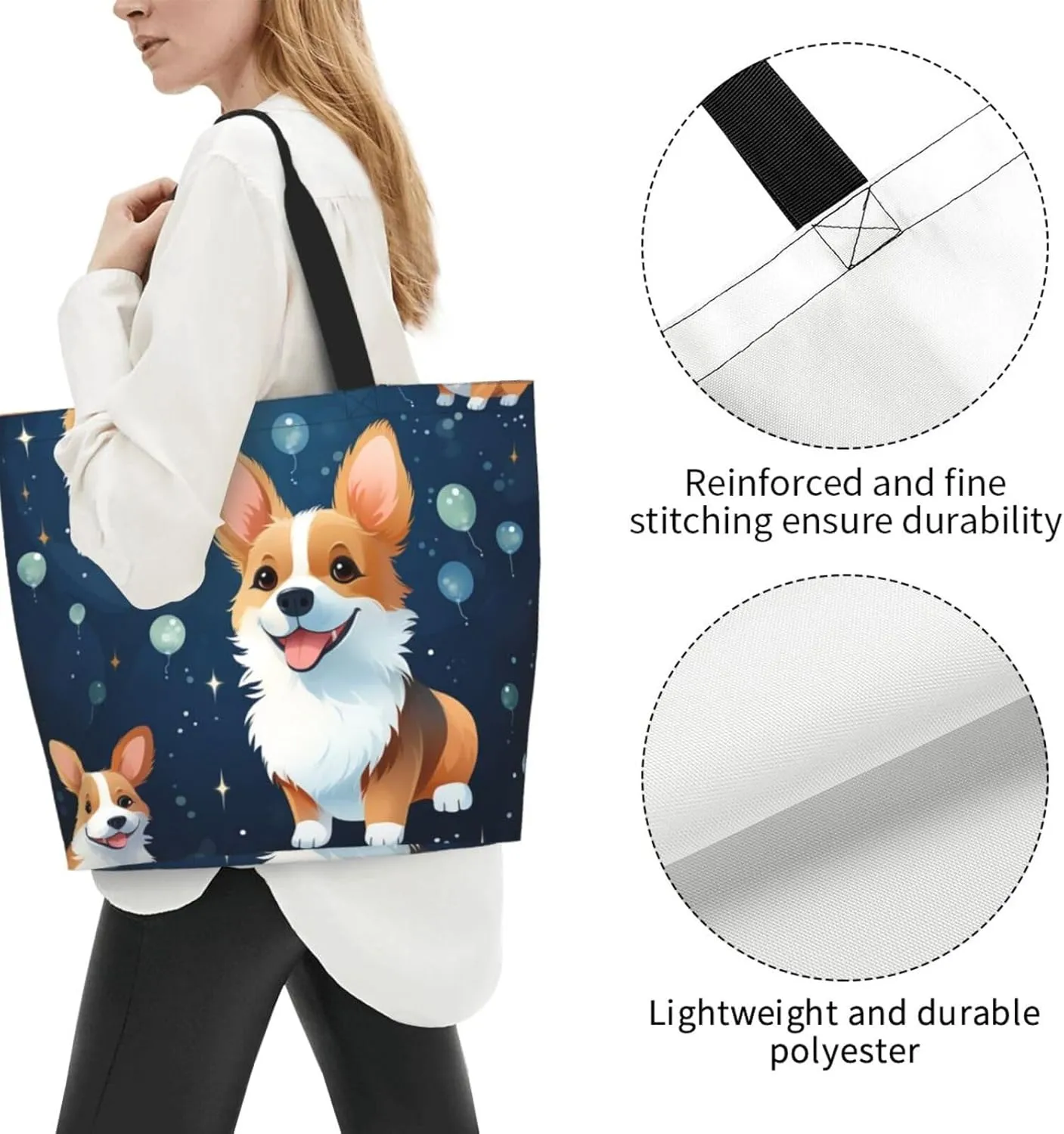 Tote Bag for Women Reusable Grocery Bag Shopping Bag Love Fabric Tote Bags Handbag Foldable Shoulder Bag