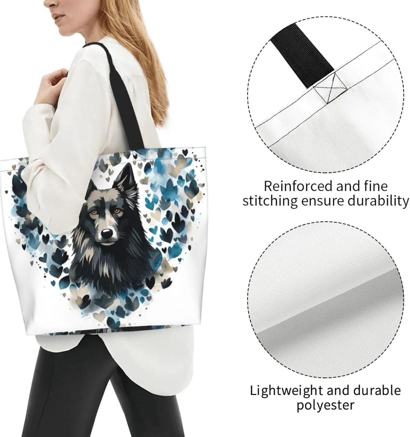 Tote Bag for Women Reusable Grocery Bag Shopping Bag Purple and Pattern Tote Bags Handbag Foldable Shoulder Bag