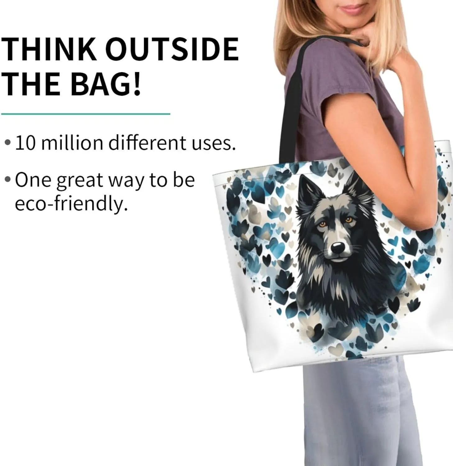 Tote Bag for Women Reusable Grocery Bag Shopping Bag Purple and Pattern Tote Bags Handbag Foldable Shoulder Bag