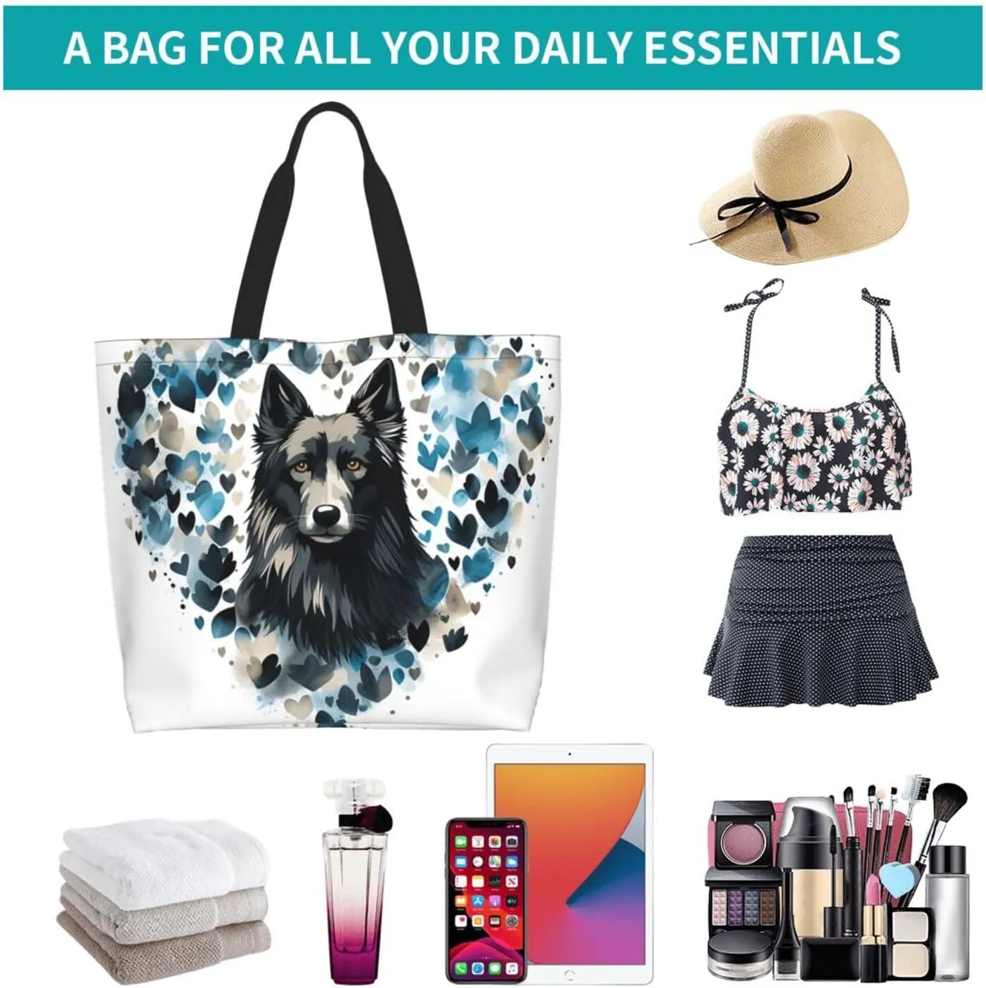 Tote Bag for Women Reusable Grocery Bag Shopping Bag Purple and Pattern Tote Bags Handbag Foldable Shoulder Bag