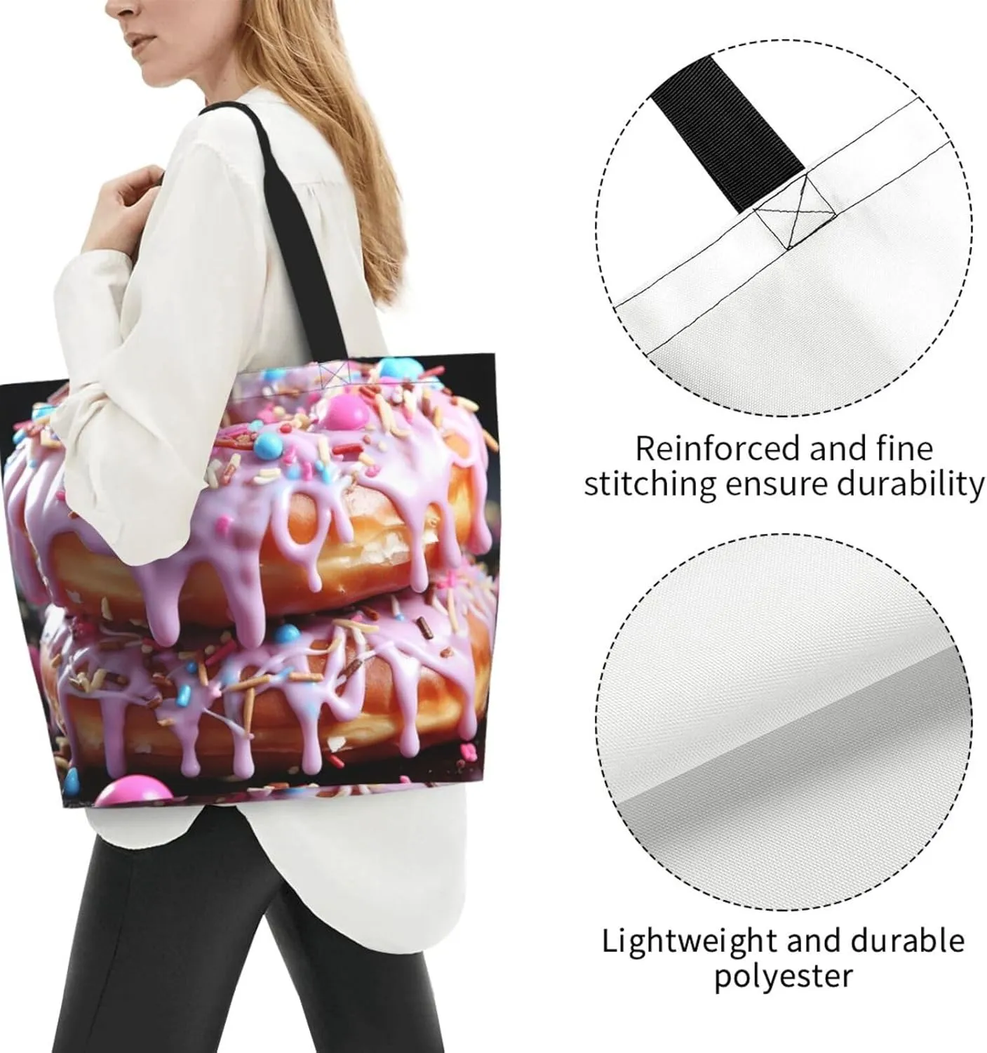 Tote Bag for Women Reusable Grocery Bag Shopping Bag Waves Tote Bags Handbag Foldable Shoulder Bag