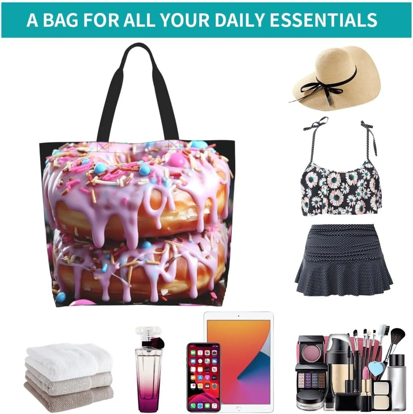 Tote Bag for Women Reusable Grocery Bag Shopping Bag Waves Tote Bags Handbag Foldable Shoulder Bag