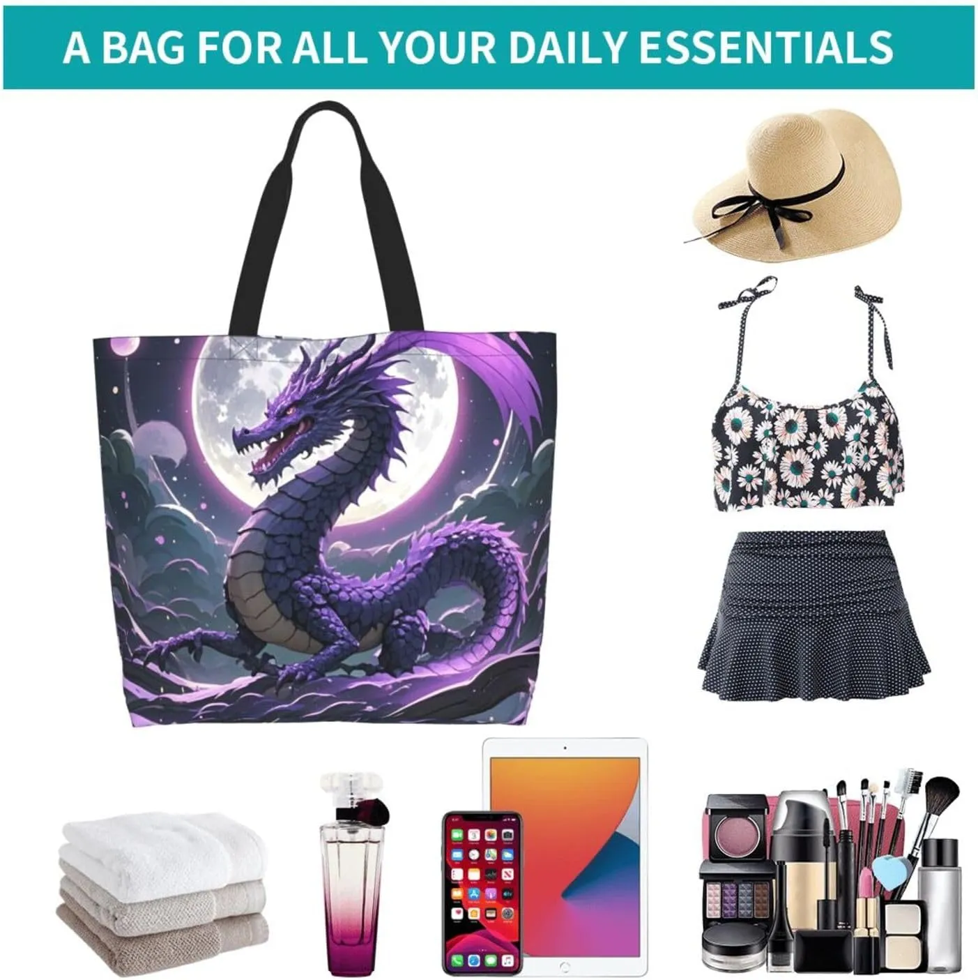 Tote Bag for Women Sea Otters Grocery Bag Foldable Shopping Bags Reusable Large Tote Bag