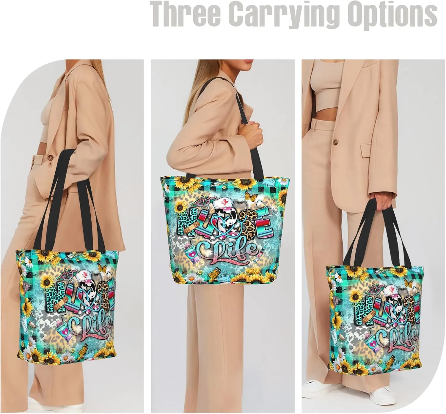 Tote Bag For Women, Tote Bag With Zipper Large Shoulder Bag For Women Travel, Work, Office, College, Nursing