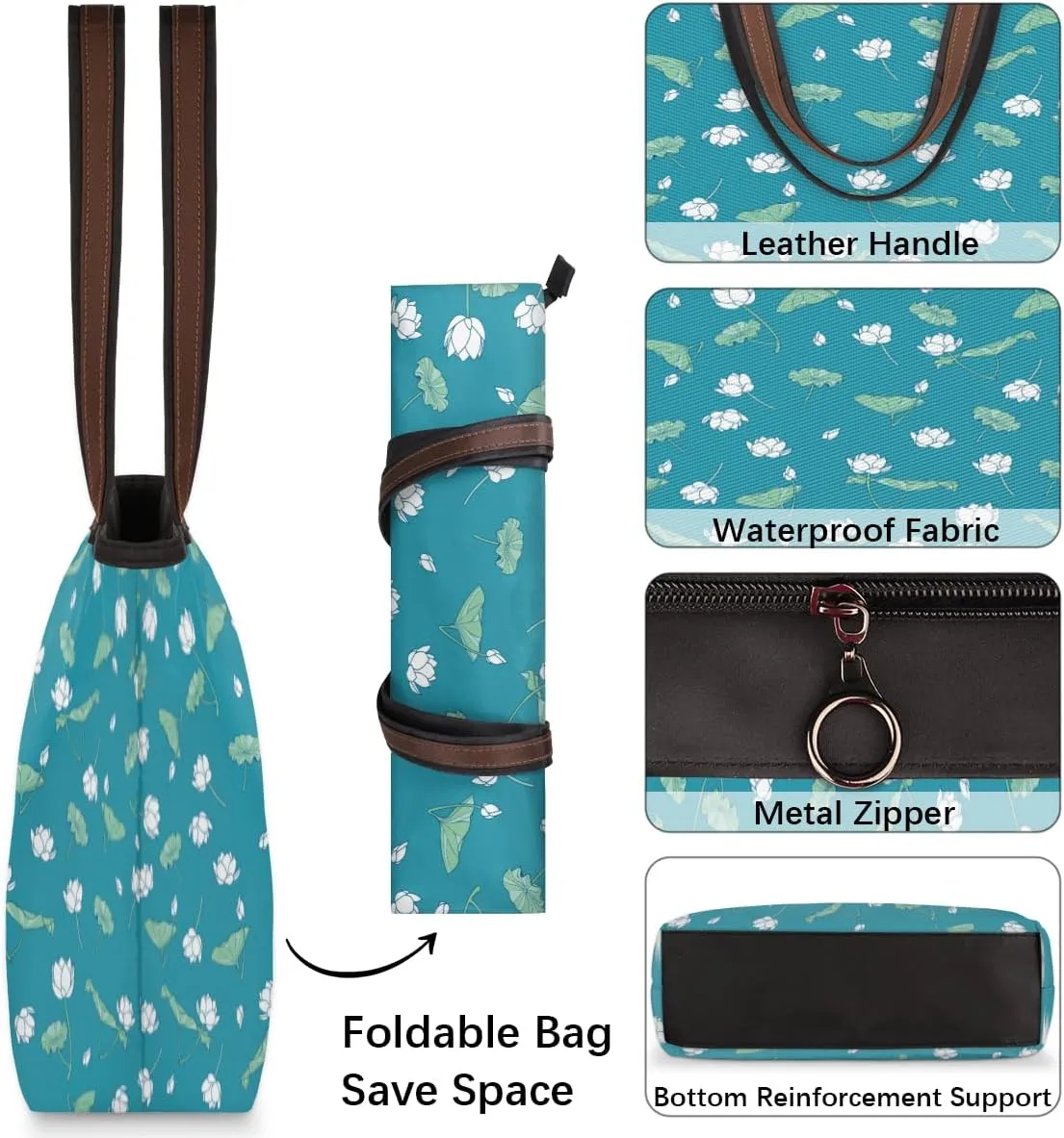 Tote Bag for Women with Zipper Large Capacity Top Handle Casual Shoulder Bag Handbag Reusable Shopping
