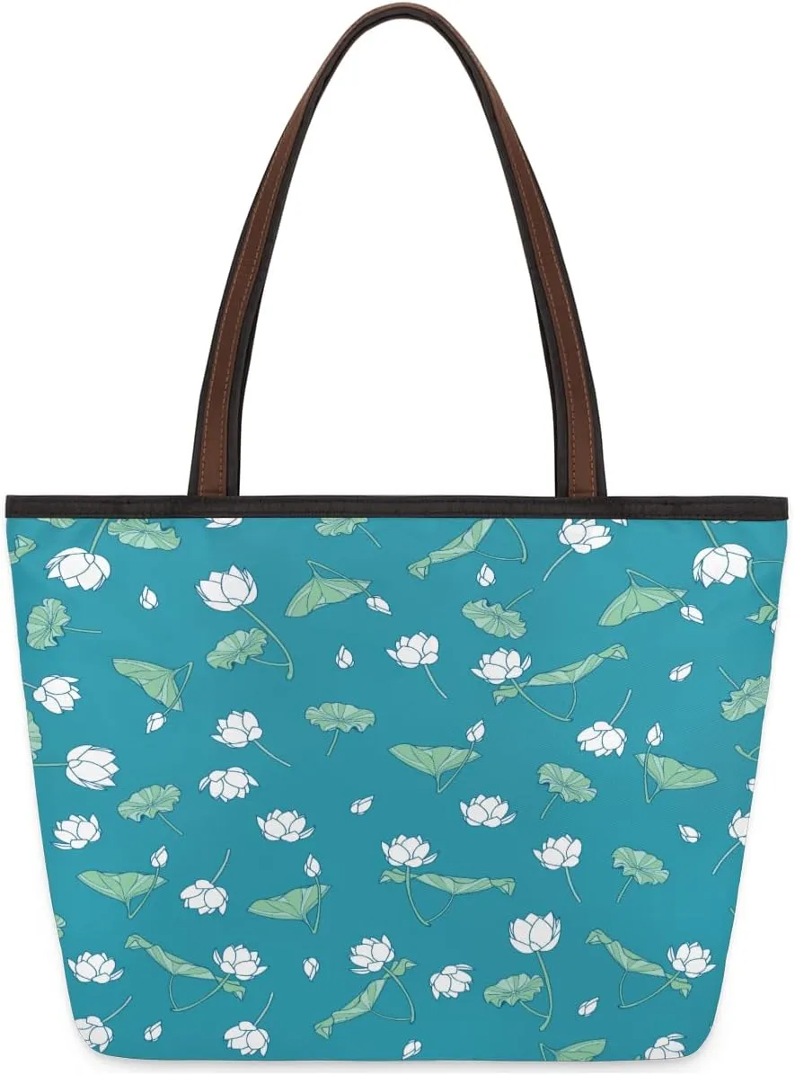 Tote Bag for Women with Zipper Large Capacity Top Handle Casual Shoulder Bag Handbag Reusable Shopping