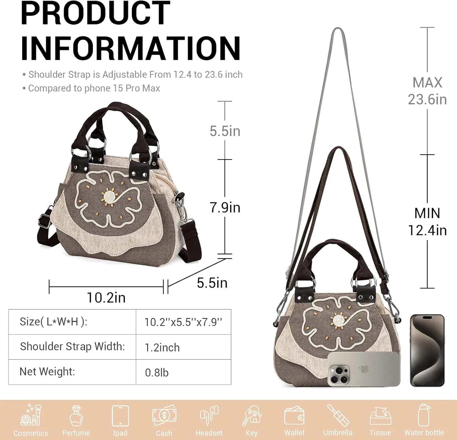 Tote Bag for Women With Zipper, Small Crossbody Bags for Women Trendy, Hand-Woven Shoulder Handbags