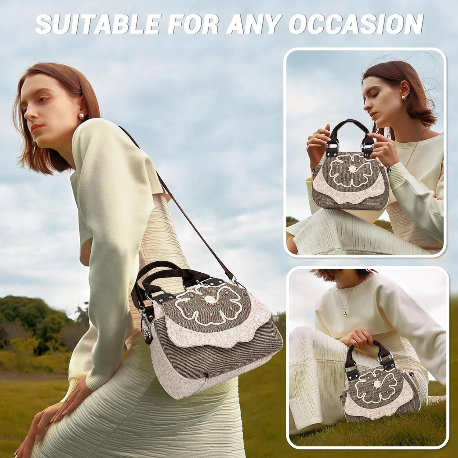 Tote Bag for Women With Zipper, Small Crossbody Bags for Women Trendy, Hand-Woven Shoulder Handbags