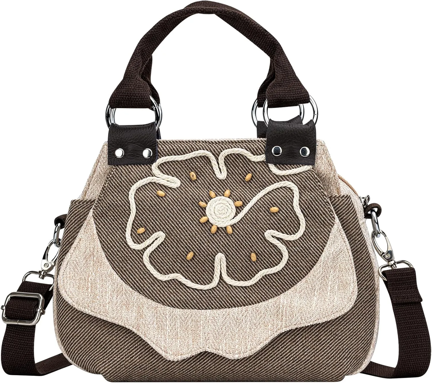 Tote Bag for Women With Zipper, Small Crossbody Bags for Women Trendy, Hand-Woven Shoulder Handbags