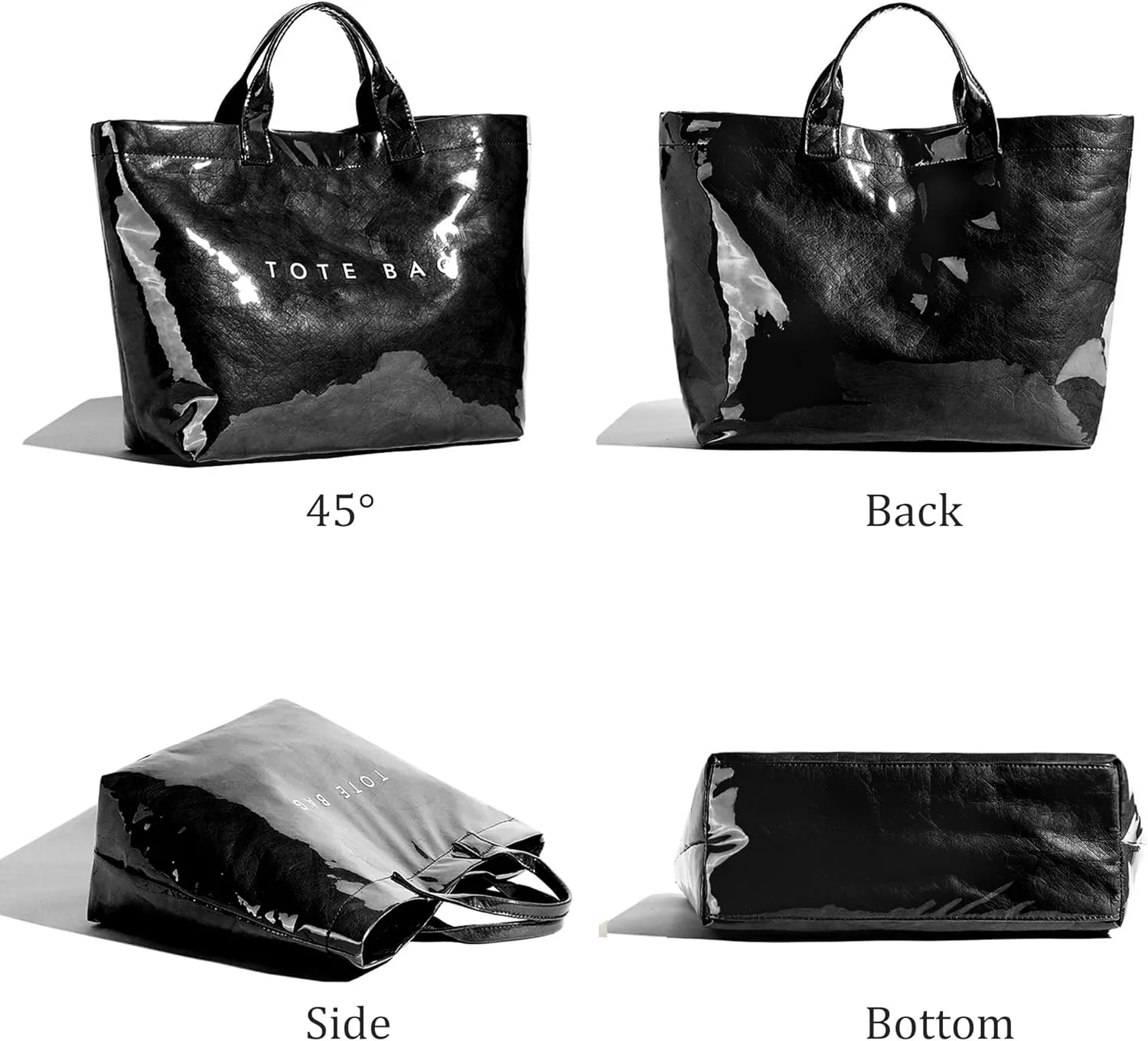Tote Bag for Women,Large Work Tote Bag Clear Plastic Handbag PVC Letter Printed Bag Kraft Paper Hobo Bag with Handle