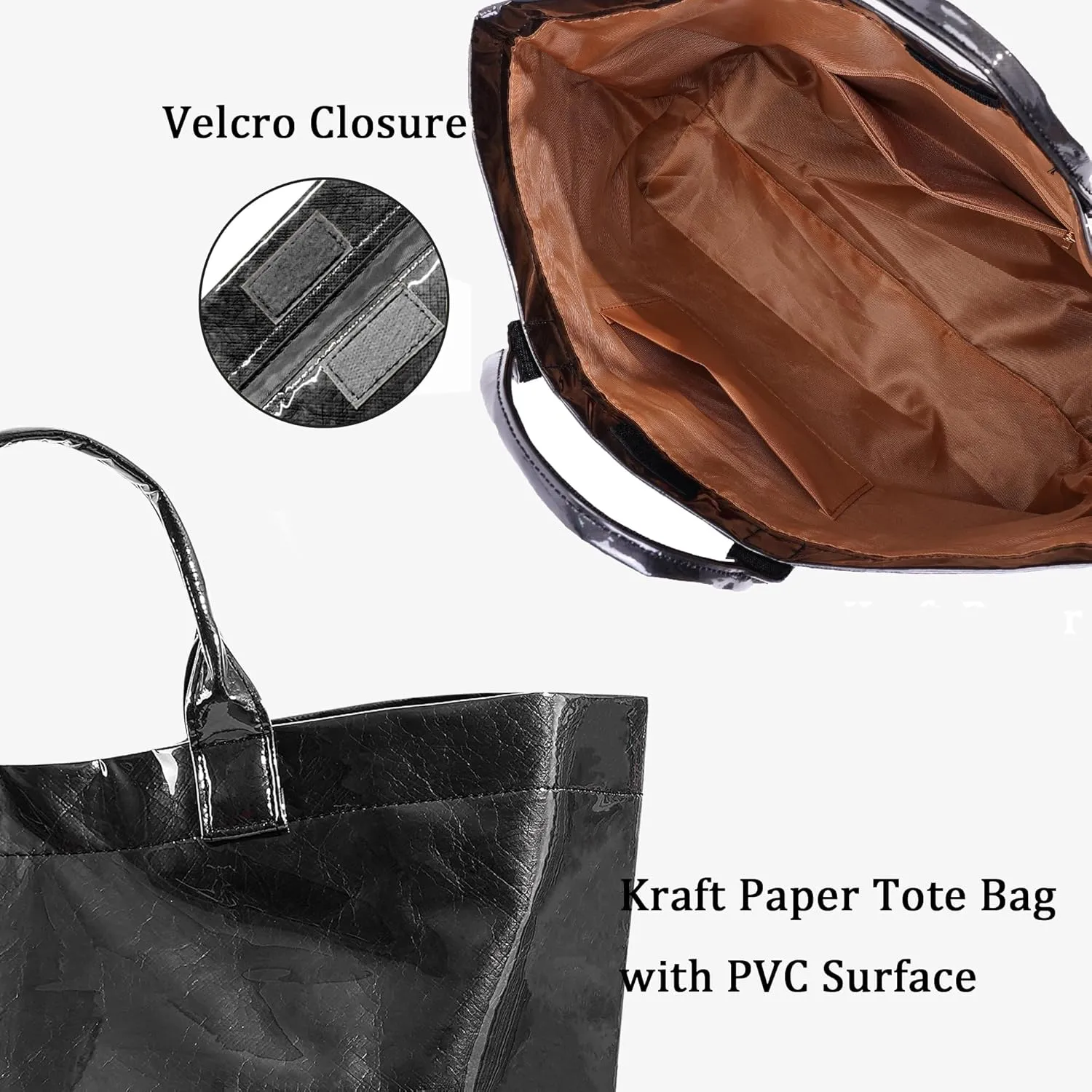 Tote Bag for Women,Large Work Tote Bag Clear Plastic Handbag PVC Letter Printed Bag Kraft Paper Hobo Bag with Handle